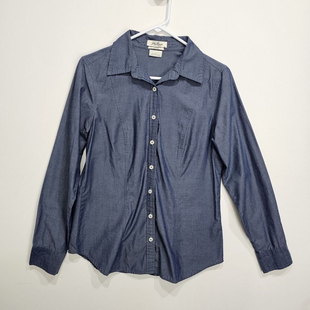 VAN HEUSEN Button Down Business Casual Shirt Size Medium Blue‎